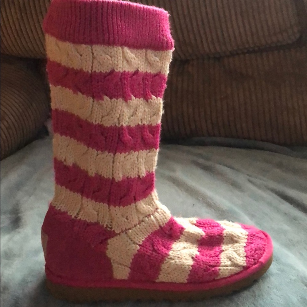 Girls UGG Striped Cable Knit Sweater Boots